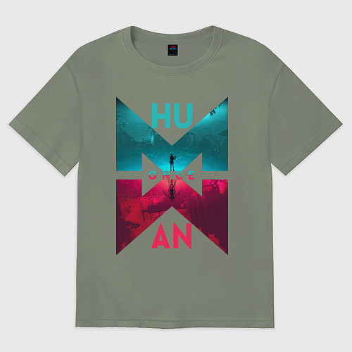 Женская футболка оверсайз Once human logotype / Авокадо – фото 1