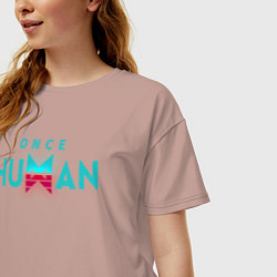 Футболка оверсайз женская Once human logo, цвет: пыльно-розовый — фото 2