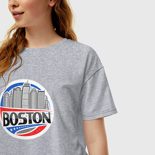 Женская футболка оверсайз City Boston / Меланж – фото 3
