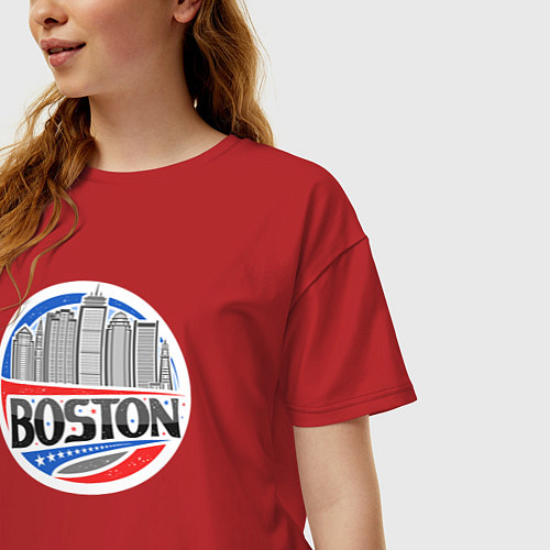 Женская футболка оверсайз City Boston / Красный – фото 3