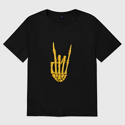 Футболка оверсайз женская Golden skeleton hand, цвет: черный
