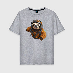 Футболка оверсайз женская Ленивец-парашютист, цвет: меланж