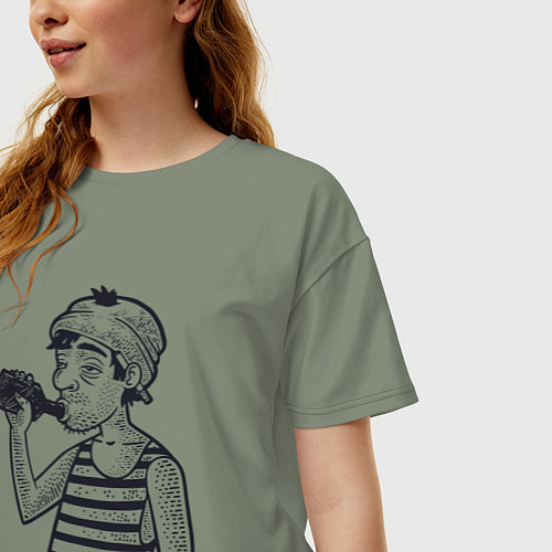 Женская футболка оверсайз Алкаш / Авокадо – фото 3