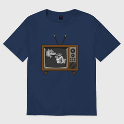 Футболка оверсайз женская TV shot, цвет: тёмно-синий