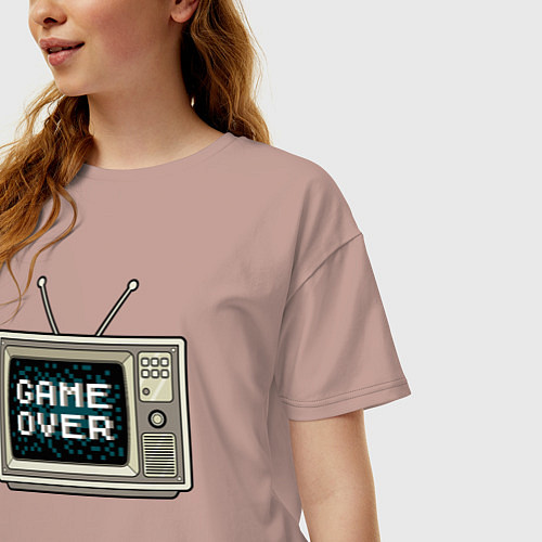 Женская футболка оверсайз Game over tv / Пыльно-розовый – фото 3