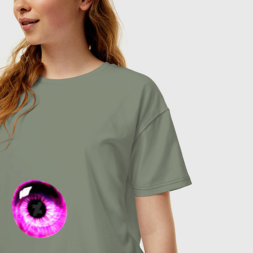 Женская футболка оверсайз Фиолетовый глаз / Авокадо – фото 3