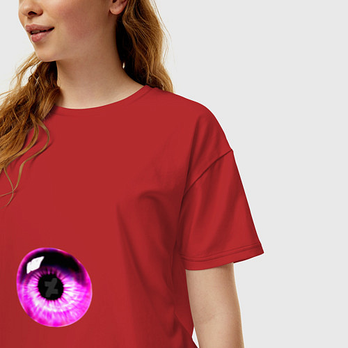 Женская футболка оверсайз Фиолетовый глаз / Красный – фото 3
