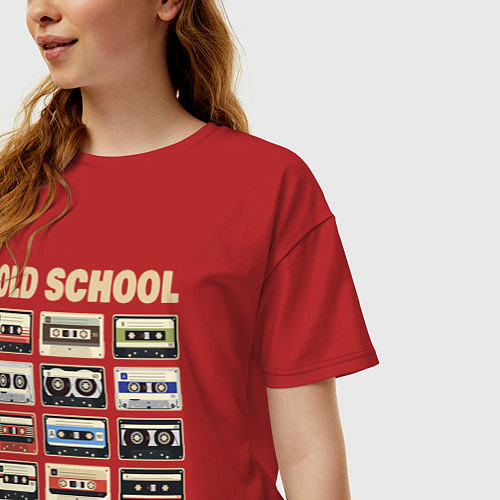 Женская футболка оверсайз Плейлист старой школы / Красный – фото 3
