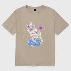 Футболка оверсайз женская Скелет в гавайской рубашке, цвет: миндальный