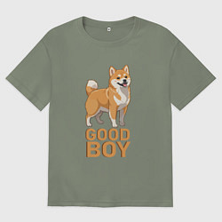 Футболка оверсайз женская Собака акита-ину, цвет: авокадо