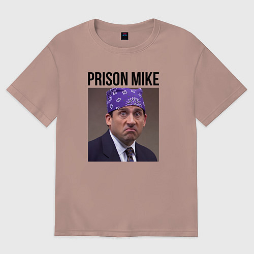 Женская футболка оверсайз Prison mike Michael Scott - офис / Пыльно-розовый – фото 1