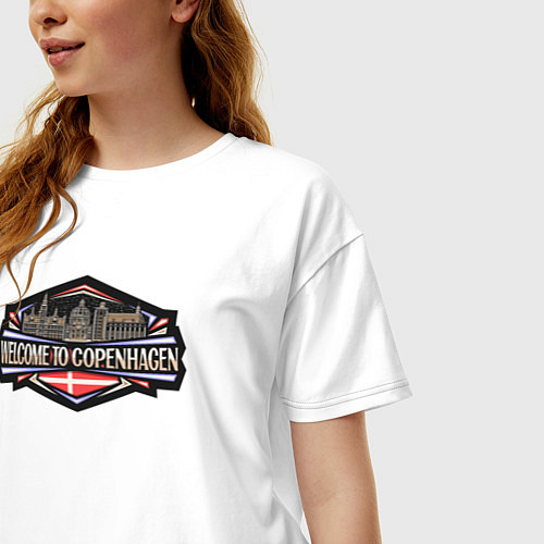 Женская футболка оверсайз Копенгаген - добро пожаловать / Белый – фото 3