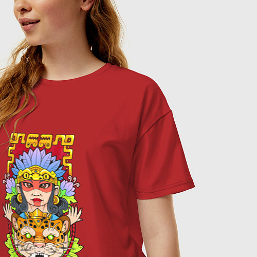 Женская футболка оверсайз Принцесса ягуар / Красный – фото 3