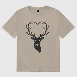 Футболка оверсайз женская Love deer, цвет: миндальный
