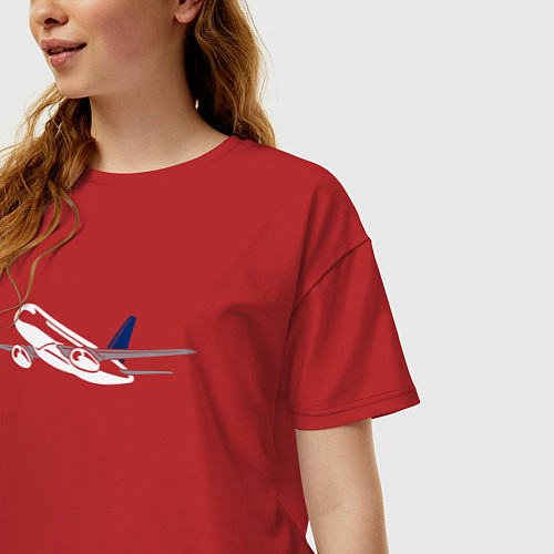 Женская футболка оверсайз Сухой Суперджет 100 цветной / Красный – фото 3