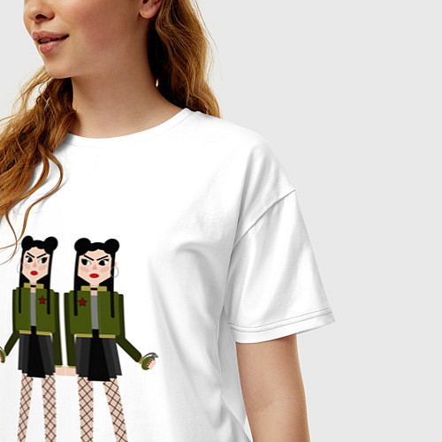 Женская футболка оверсайз Девочка с гранатой / Белый – фото 3