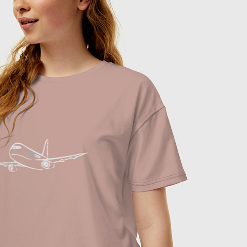 Женская футболка оверсайз Суперджет-100 белый / Пыльно-розовый – фото 3