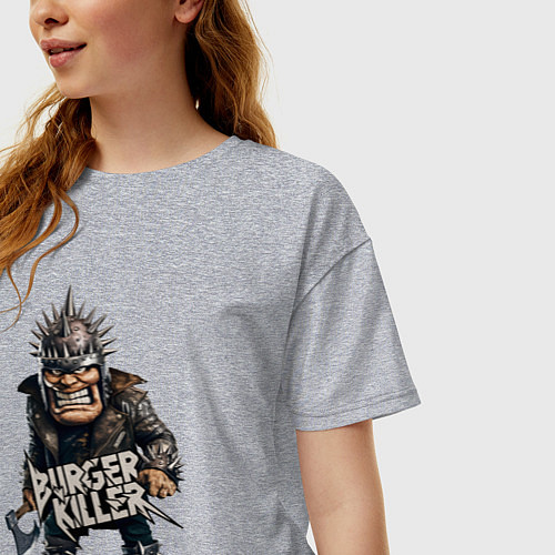 Женская футболка оверсайз Киллер бургер / Меланж – фото 3