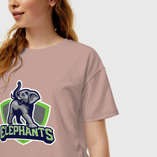 Женская футболка оверсайз Elephants / Пыльно-розовый – фото 3