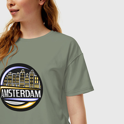 Женская футболка оверсайз City Amsterdam / Авокадо – фото 3