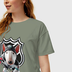 Футболка оверсайз женская Bully is an NHL forward - ai art, цвет: авокадо — фото 2