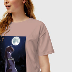 Футболка оверсайз женская Волчица и пряности Холо senpai, цвет: пыльно-розовый — фото 2