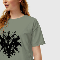 Футболка оверсайз женская Тест Роршаха - психоделическая абстракция, цвет: авокадо — фото 2