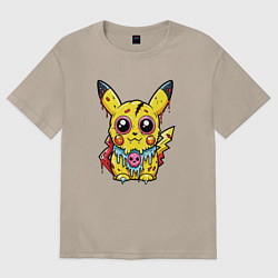 Женская футболка оверсайз Пикачу треснутый зомби