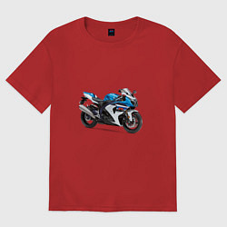 Футболка оверсайз женская Крутой спортивный мотоцикл, цвет: красный