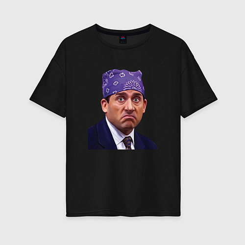 Женская футболка оверсайз Prison mike Michael Scott офис / Черный – фото 1