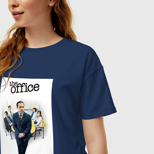 Женская футболка оверсайз The office characters / Тёмно-синий – фото 3