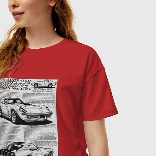 Женская футболка оверсайз Chevrolet Corvette / Красный – фото 3