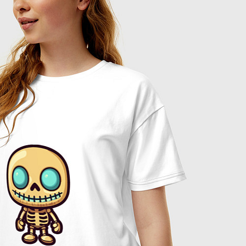 Женская футболка оверсайз Маленький скелет / Белый – фото 3