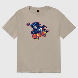 Футболка оверсайз женская Смерть скейтер, цвет: миндальный