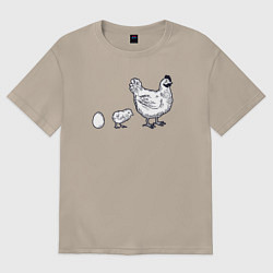 Футболка оверсайз женская Куриное семейство, цвет: миндальный