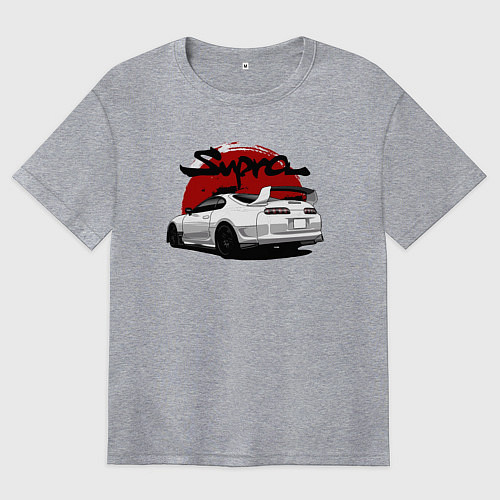 Женская футболка оверсайз Автомобиль Toyota Supra / Меланж – фото 1