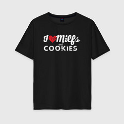 Футболка оверсайз женская Milf and cookies милфа, цвет: черный