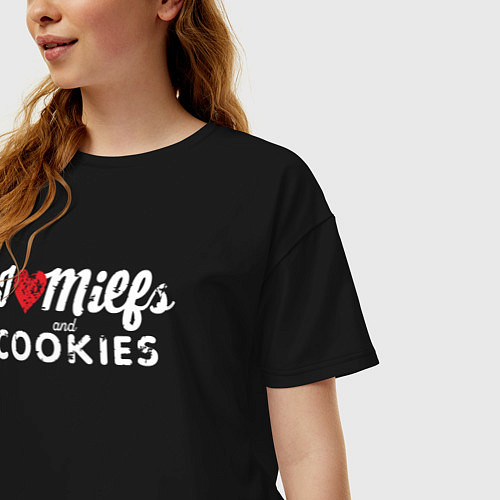 Женская футболка оверсайз Milf and cookies милфа / Черный – фото 3