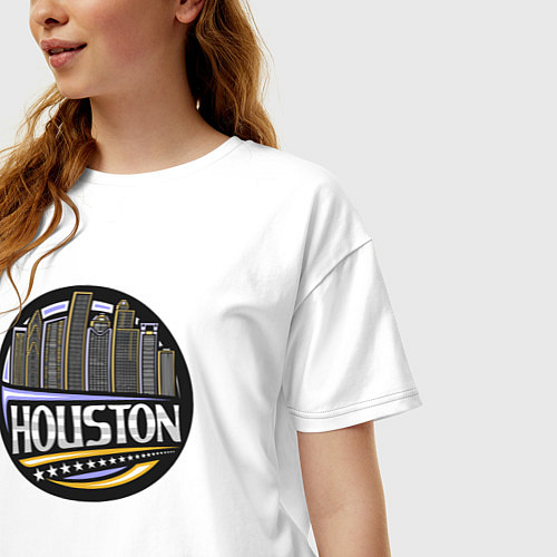 Женская футболка оверсайз Мегаполис Хьюстон / Белый – фото 3