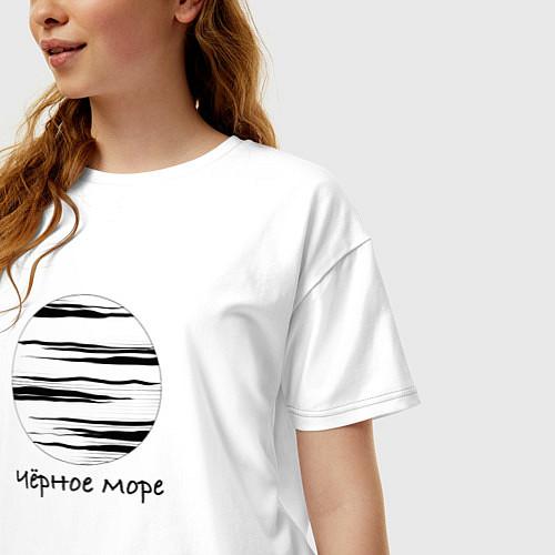 Женская футболка оверсайз Чёрное море / Белый – фото 3