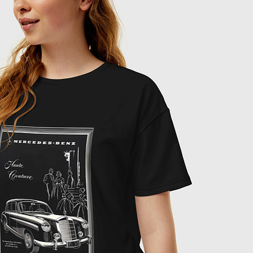 Женская футболка оверсайз Mercedes-benz ретро / Черный – фото 3
