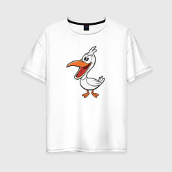 Женская футболка оверсайз Довольный пеликан