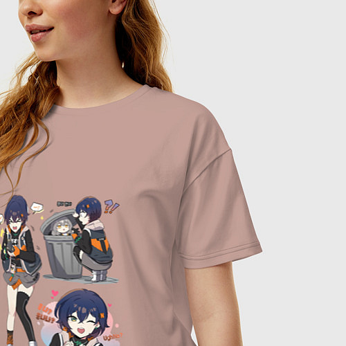 Женская футболка оверсайз Такая разная Ellen Joe - Zenless zone / Пыльно-розовый – фото 3