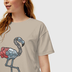 Футболка оверсайз женская Робот фламинго, цвет: миндальный — фото 2