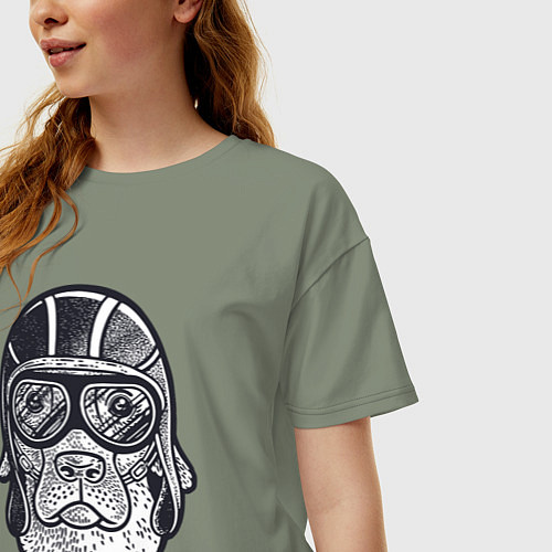 Женская футболка оверсайз Пёс авиатор / Авокадо – фото 3