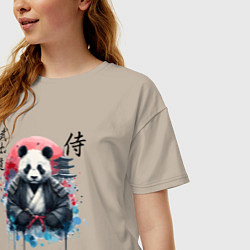 Футболка оверсайз женская Panda - bushido samurai code, цвет: миндальный — фото 2