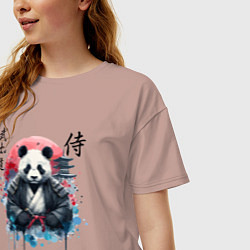 Футболка оверсайз женская Panda - bushido samurai code, цвет: пыльно-розовый — фото 2