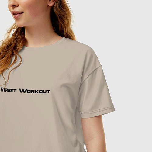 Женская футболка оверсайз Street Workout RD500 Black / Миндальный – фото 3