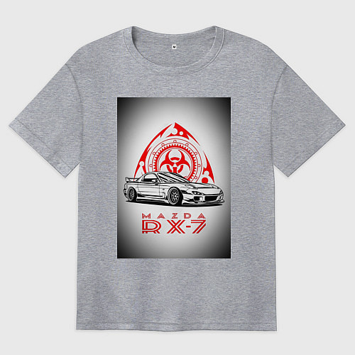 Женская футболка оверсайз Mazda rx-7 автомобиль / Меланж – фото 1