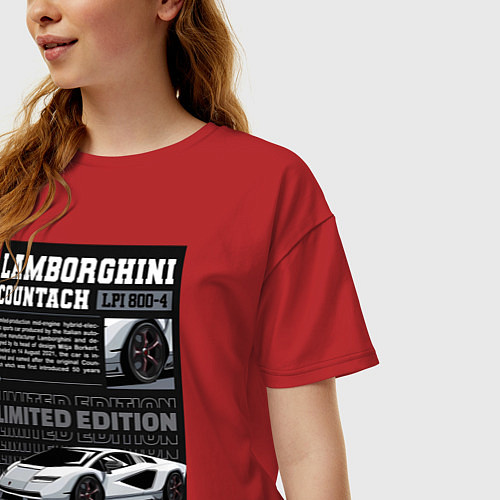 Женская футболка оверсайз Lamborghini countach / Красный – фото 3